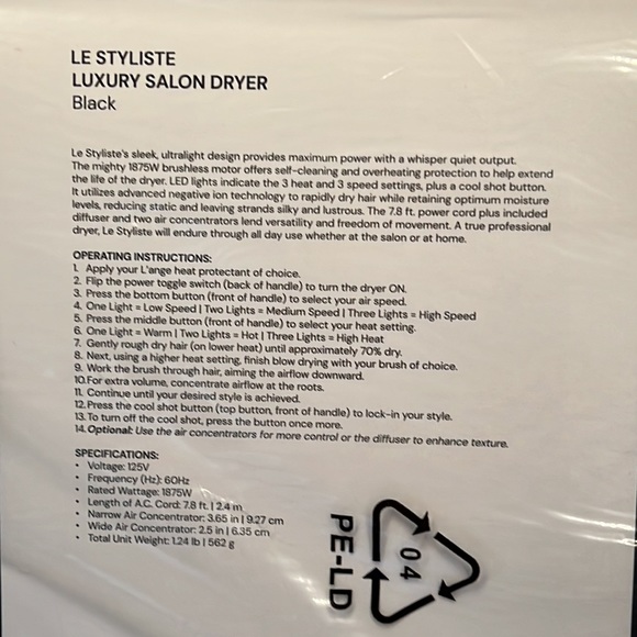 L’ANGE LE STYLISTE LUXURY Salon Dryer - Black - Picture 4 of 4